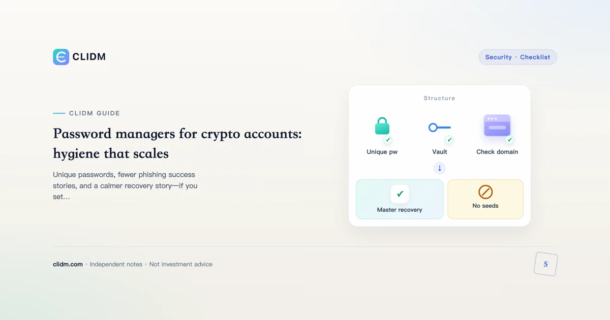 Password managers for crypto accounts: hygiene that scales