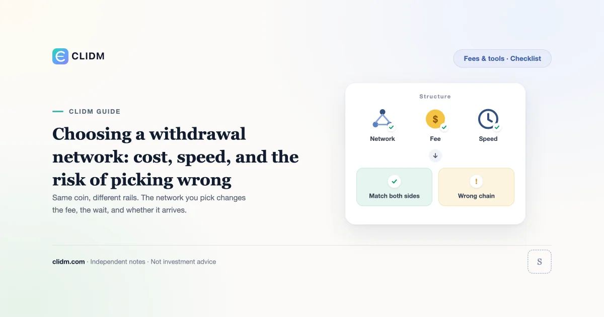 Choosing a withdrawal network: cost, speed, and the risk of picking wrong